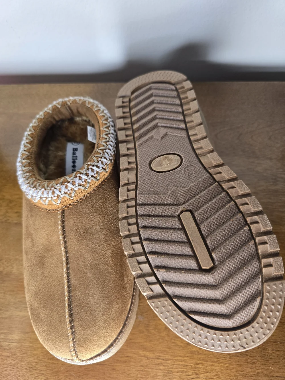 Kids Cozy Faux-Suede Slippers in Camel